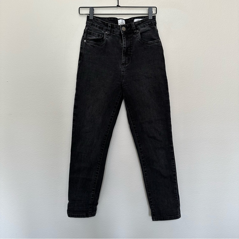 Cotton on stretch mom jeans black & grey washed size 4US high rise curvy fit